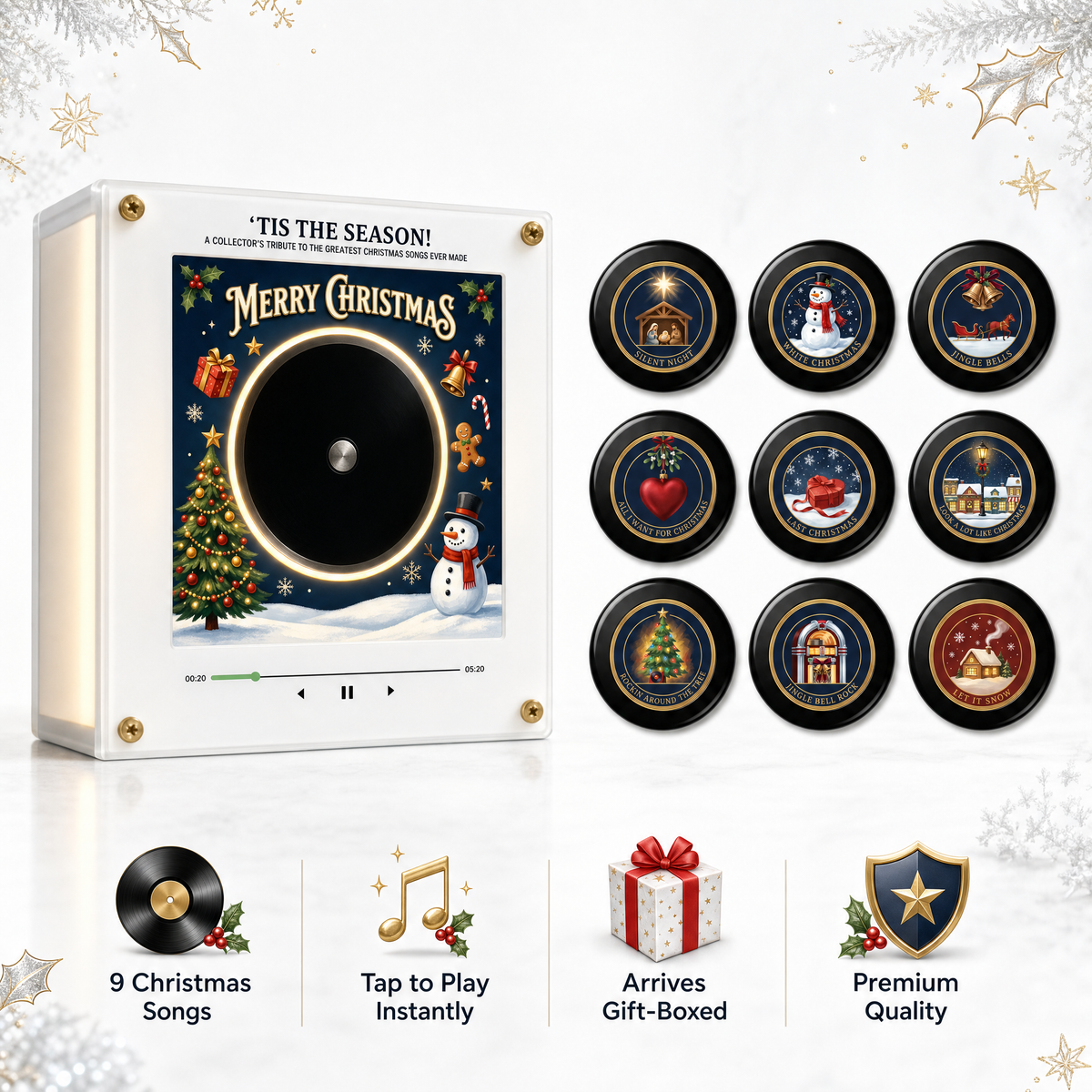 Christmas music player with nine decorative music discs